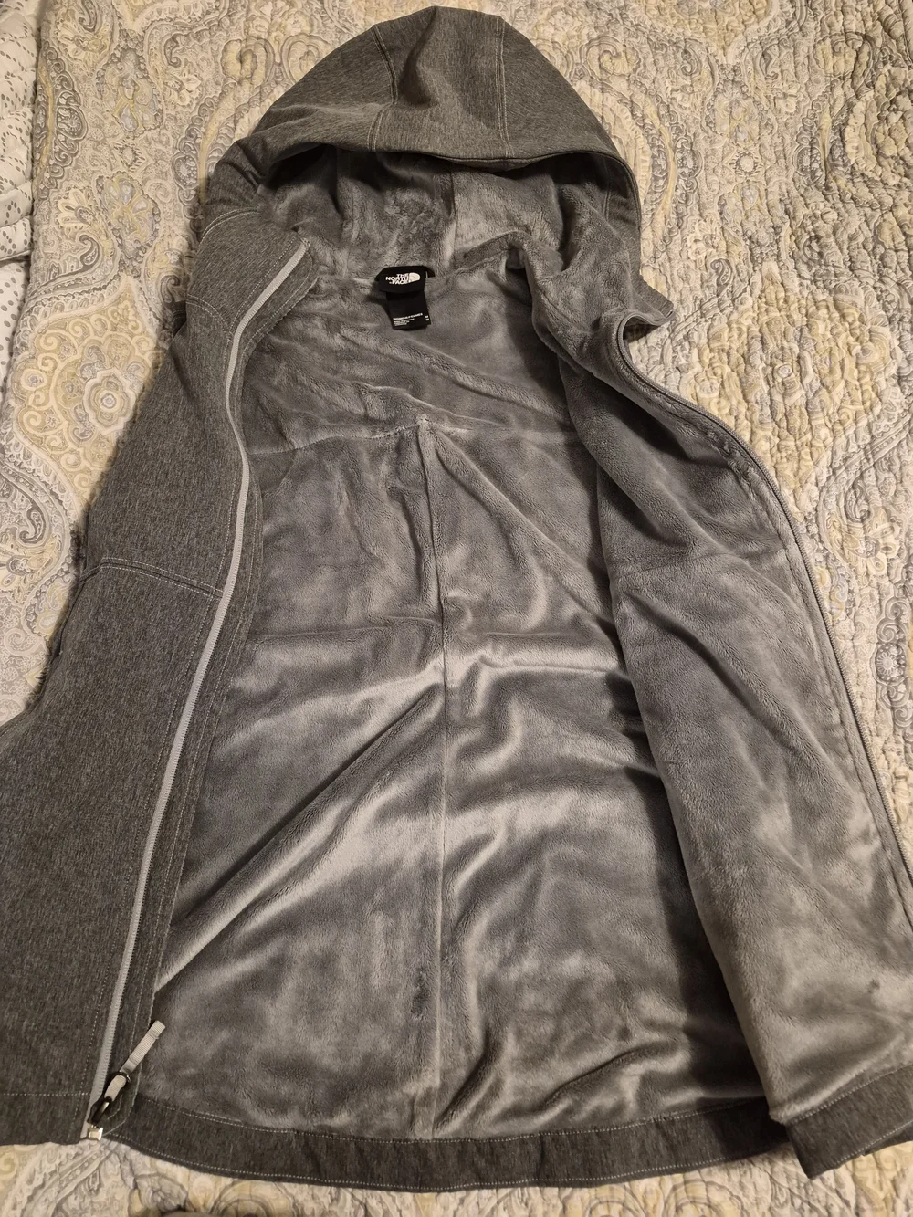 The North Face Gray Hooded Fleece Vest
